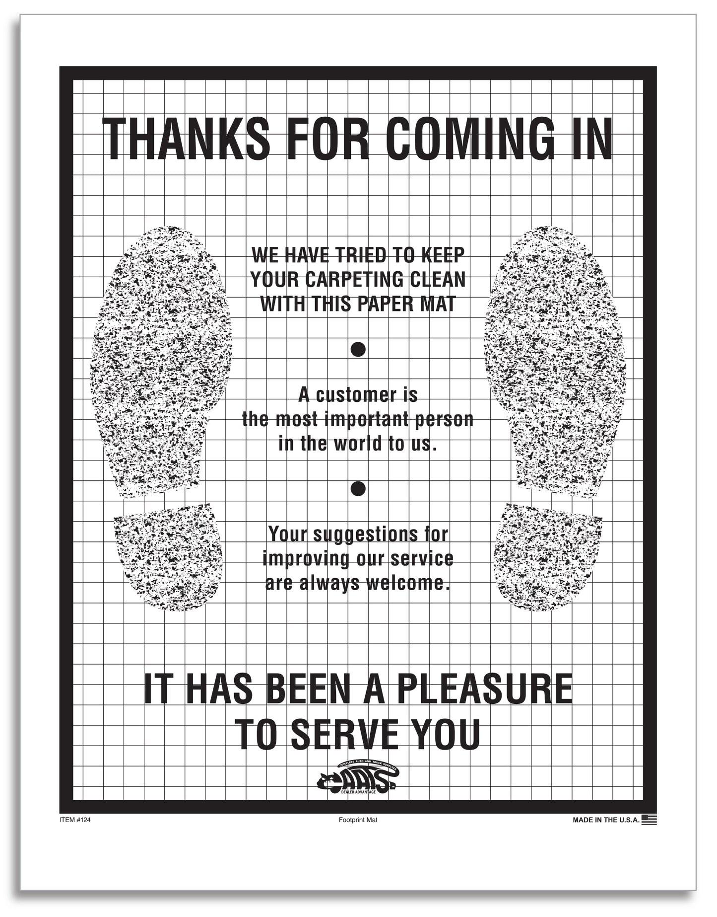 Floor Mat - Poly Back 1 Color - Black, "Foot Print"