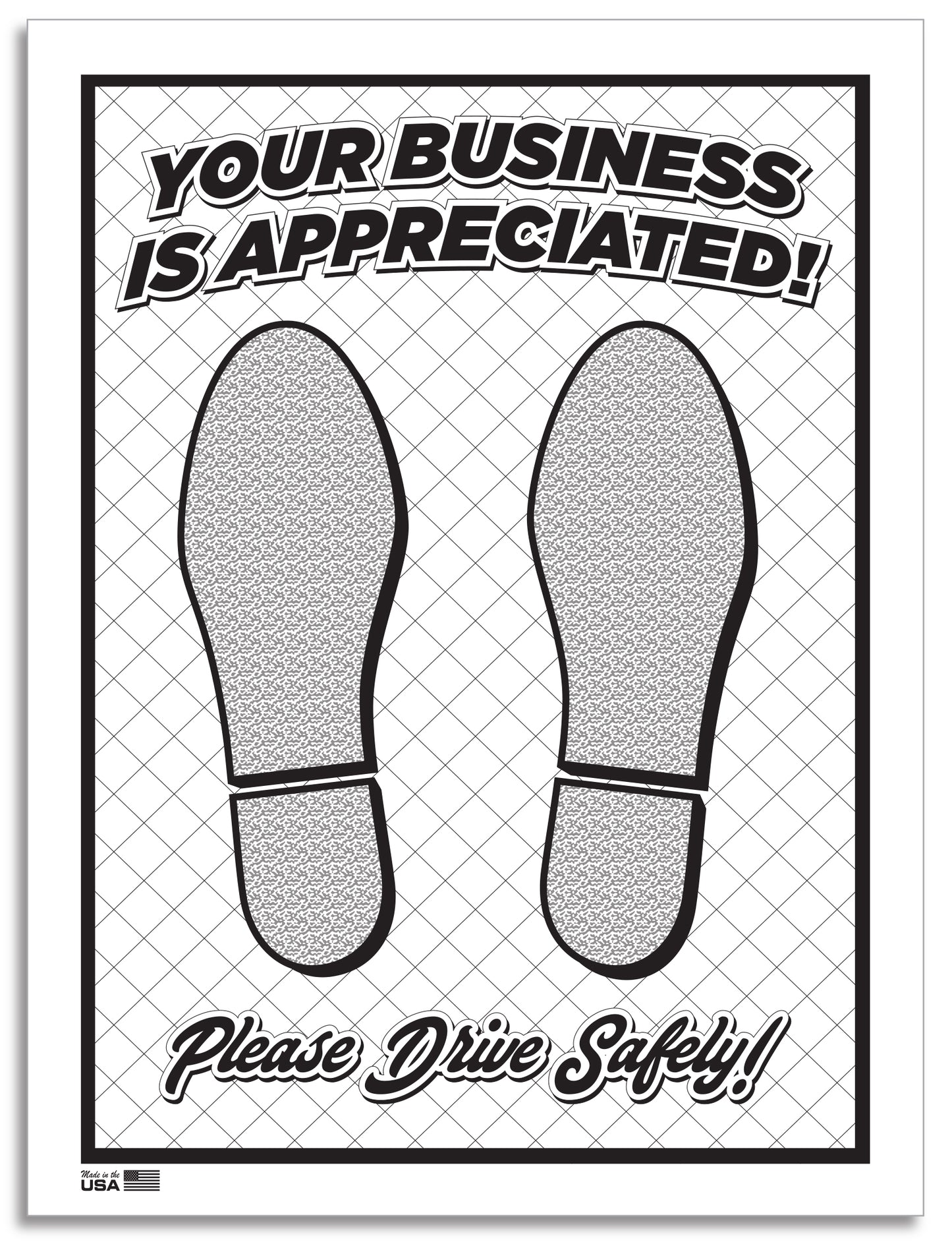 Floor Mat - Heavy Duty Plastic Coated - Black, Footprint