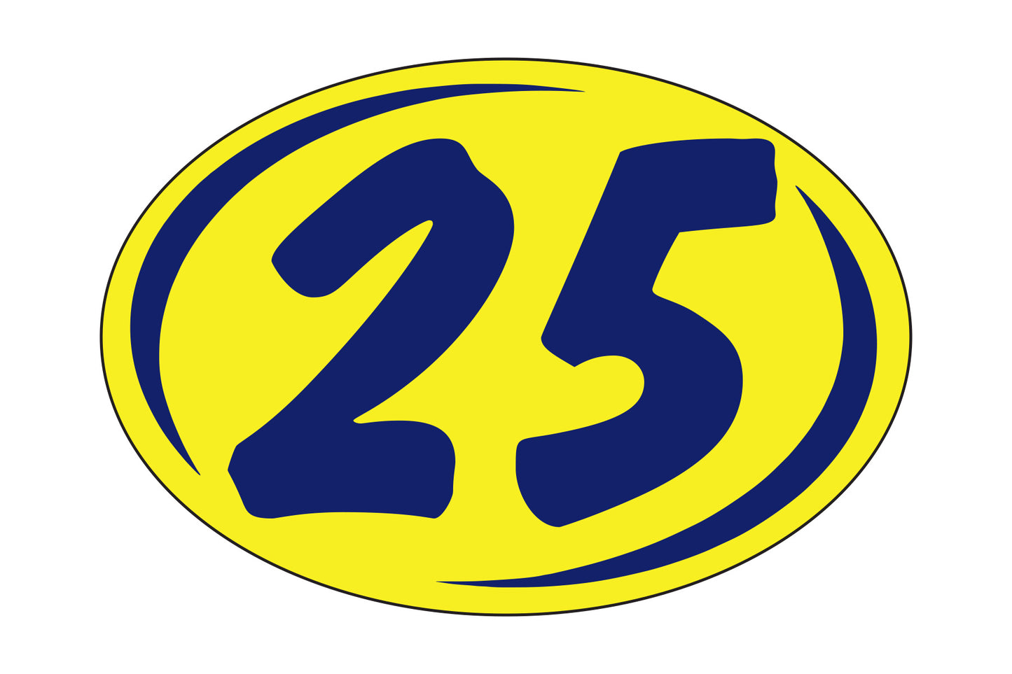 Oval Year Model Stickers (2 Digit) - Blue/Yellow