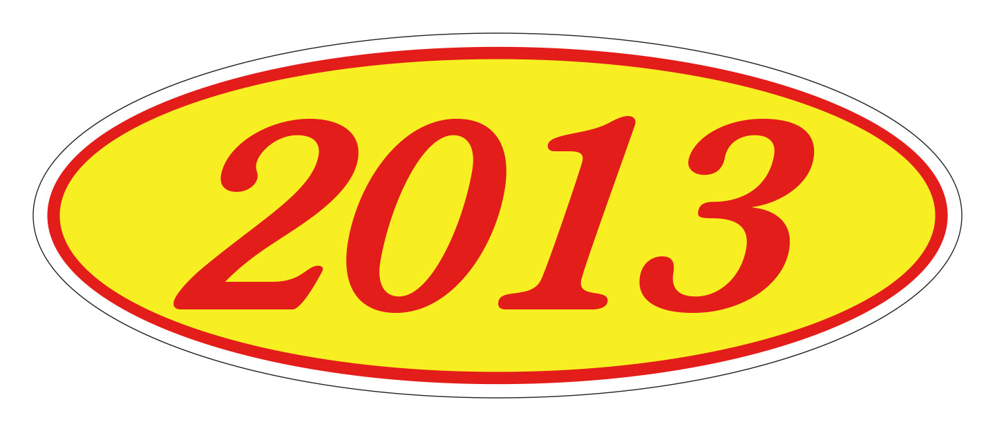 Oval Year Model Stickers - Red/Yellow