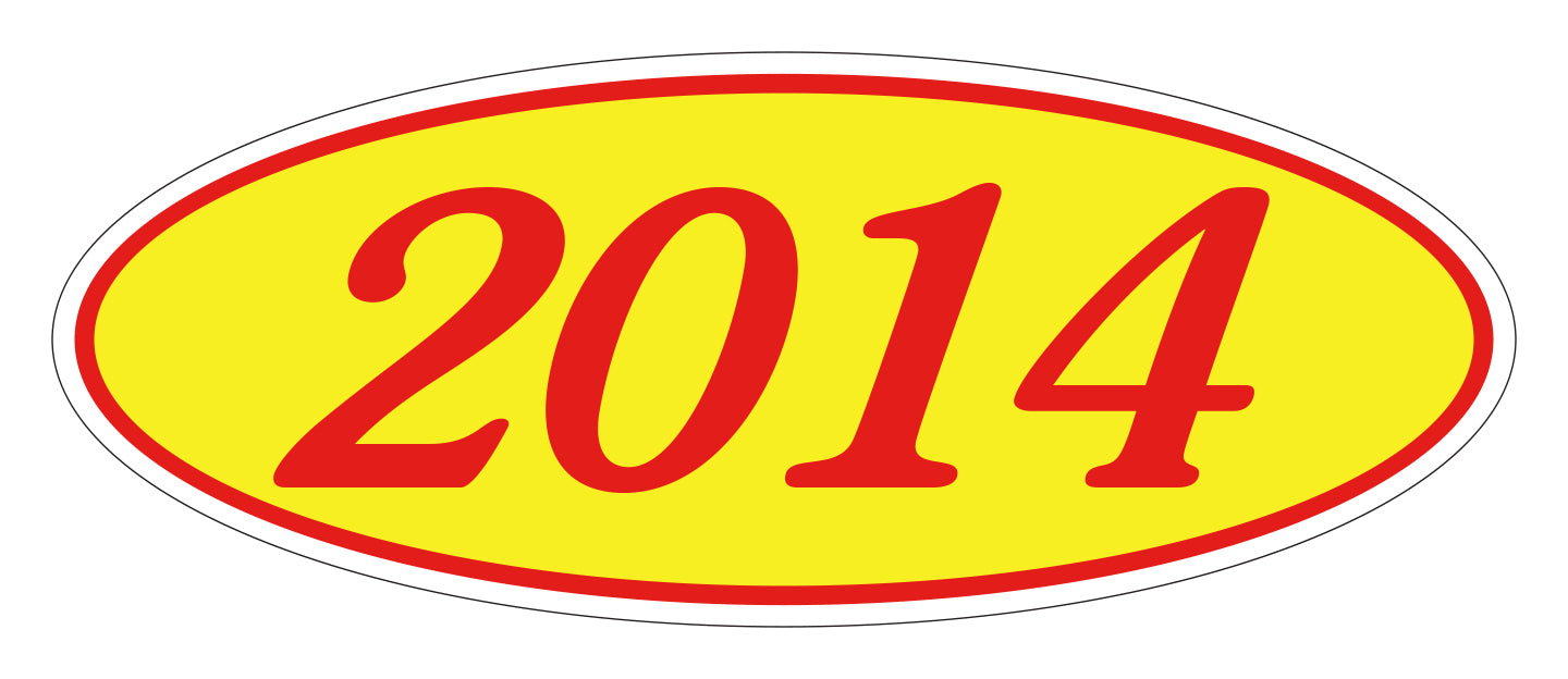 Oval Year Model Stickers - Red/Yellow