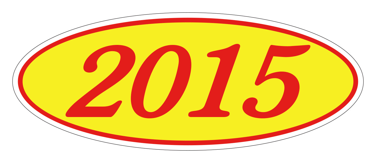 Oval Year Model Stickers - Red/Yellow