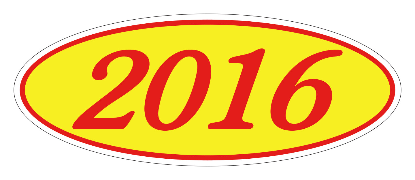 Oval Year Model Stickers - Red/Yellow