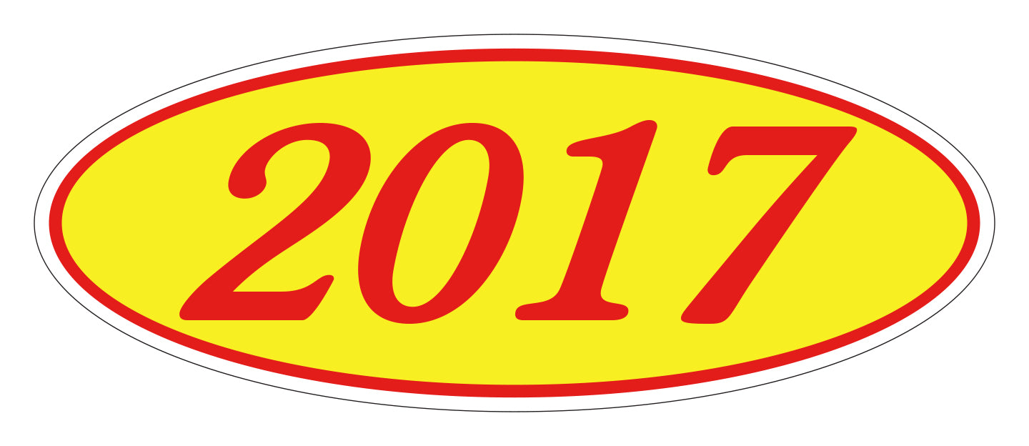 Oval Year Model Stickers - Red/Yellow