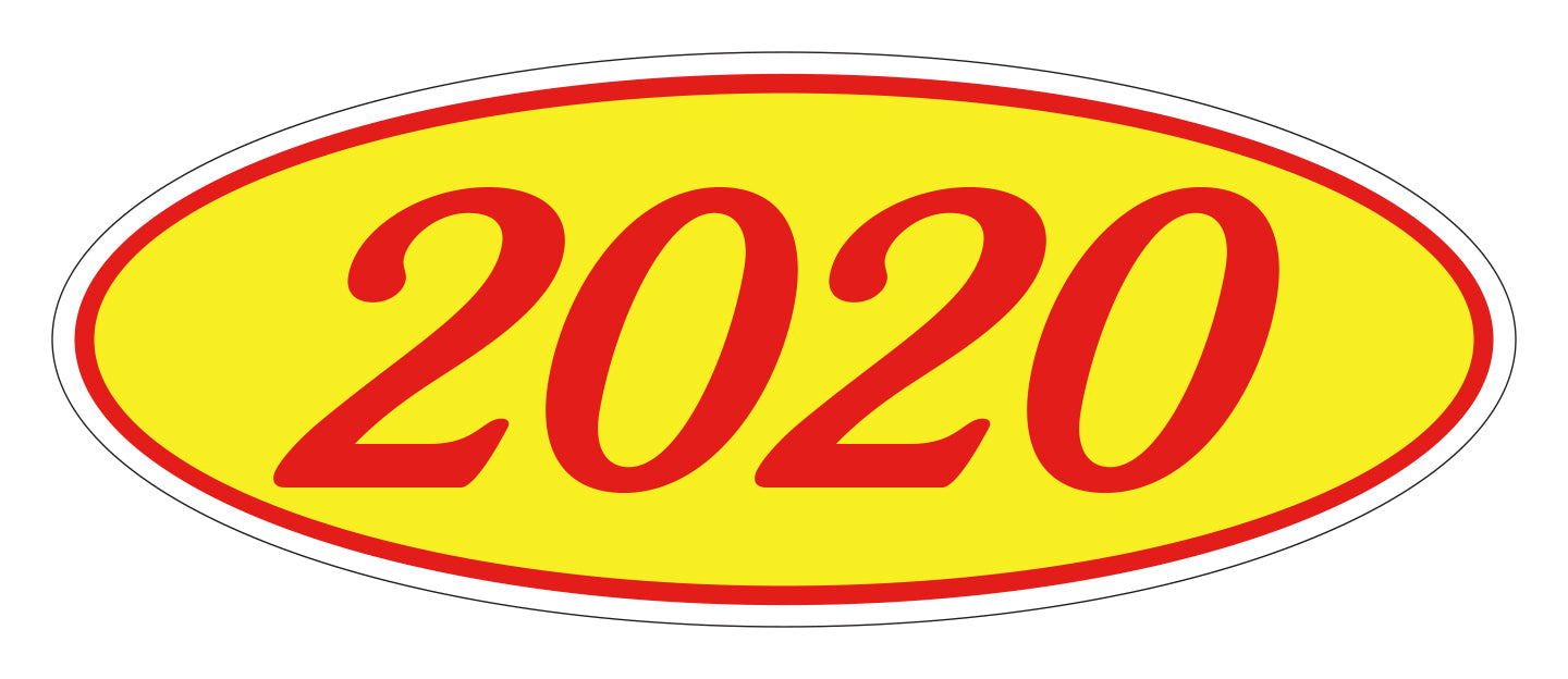 Oval Year Model Stickers - Red/Yellow