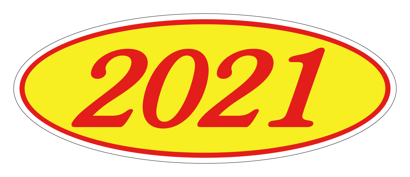 Oval Year Model Stickers - Red/Yellow