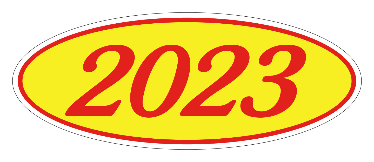 Oval Year Model Stickers - Red/Yellow