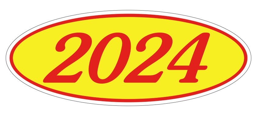 Oval Year Model Stickers - Red/Yellow