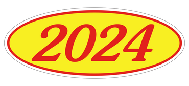 Oval Year Model Stickers - Red/Yellow