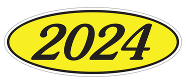 Oval Year Model Stickers - Black on Yellow