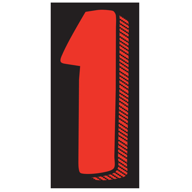 7.5" Black/Red/White Adhesive Number