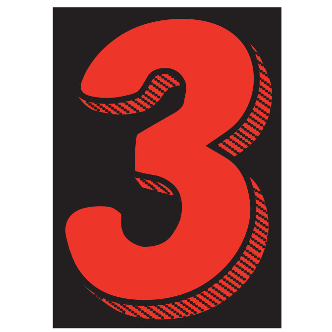 7.5" Black/Red/White Adhesive Number