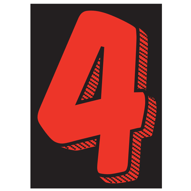 7.5" Black/Red/White Adhesive Number