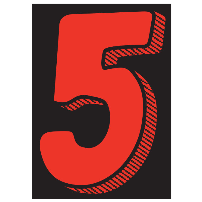 7.5" Black/Red/White Adhesive Number