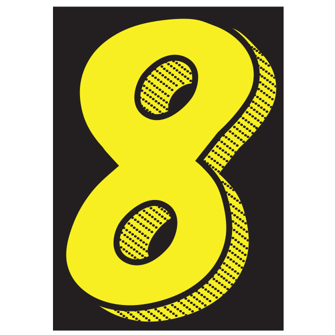 7.5" Black/Yellow Adhesive Number