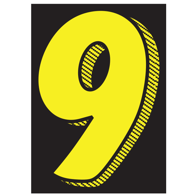 7.5" Black/Yellow Adhesive Number