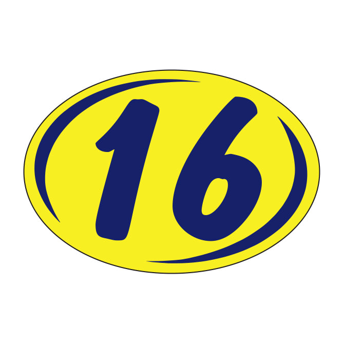 Oval Year Model Stickers (2 Digit) - Blue/Yellow
