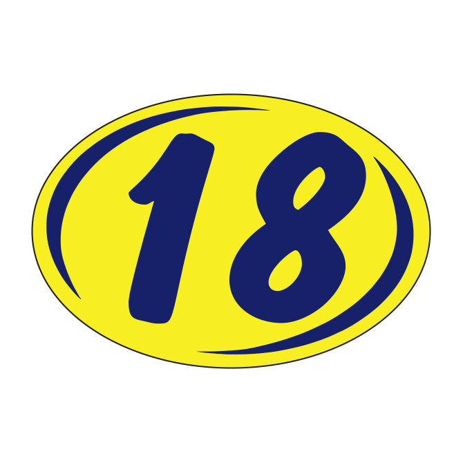 Oval Year Model Stickers (2 Digit) - Blue/Yellow