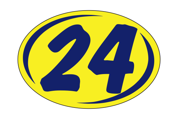 Oval Year Model Stickers (2 Digit) - Blue/Yellow