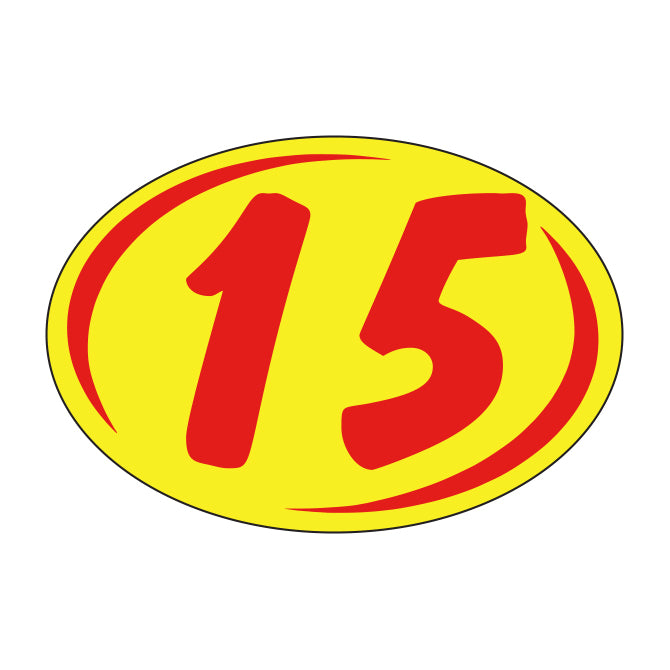Oval Year Model Stickers (2 Digit) - Red/Yellow