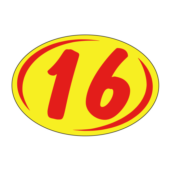 Oval Year Model Stickers (2 Digit) - Red/Yellow