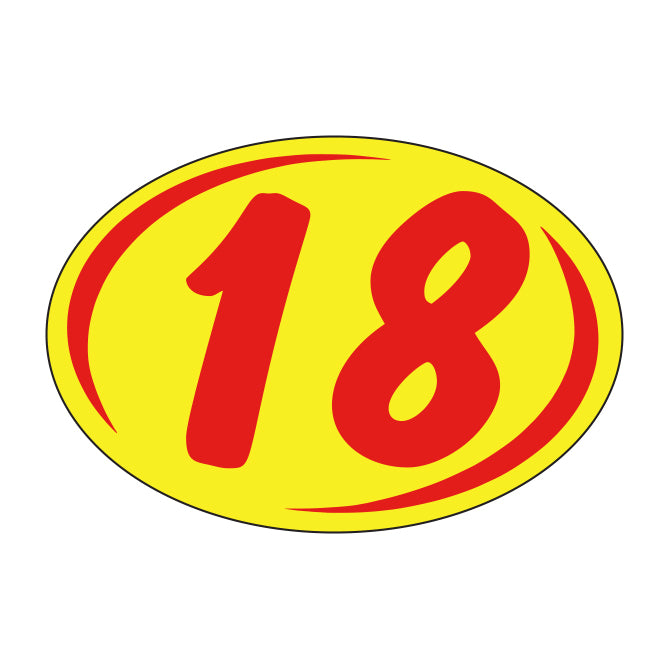 Oval Year Model Stickers (2 Digit) - Red/Yellow