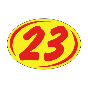 Oval Year Model Stickers (2 Digit) - Red/Yellow