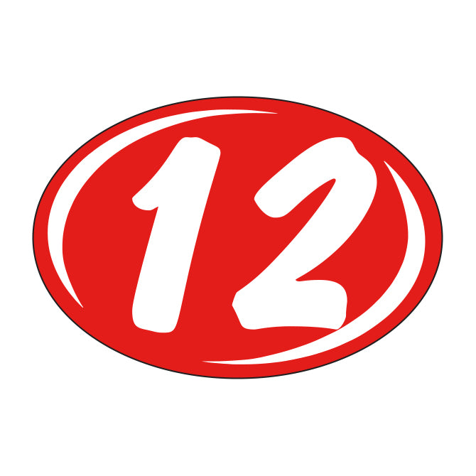 Oval Year Model Stickers (2 Digit) - Red/White