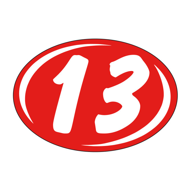 Oval Year Model Stickers (2 Digit) - Red/White
