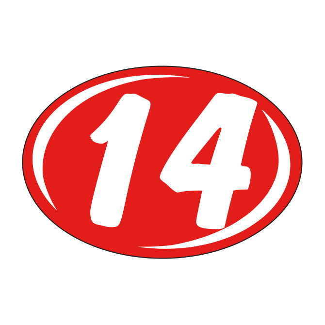 Oval Year Model Stickers (2 Digit) - Red/White