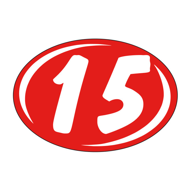Oval Year Model Stickers (2 Digit) - Red/White