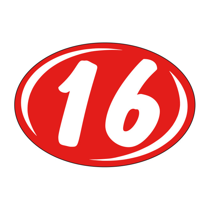 Oval Year Model Stickers (2 Digit) - Red/White