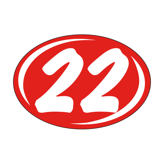 Oval Year Model Stickers (2 Digit) - Red/White