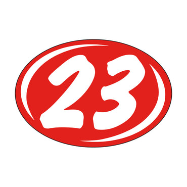 Oval Year Model Stickers (2 Digit) - Red/White
