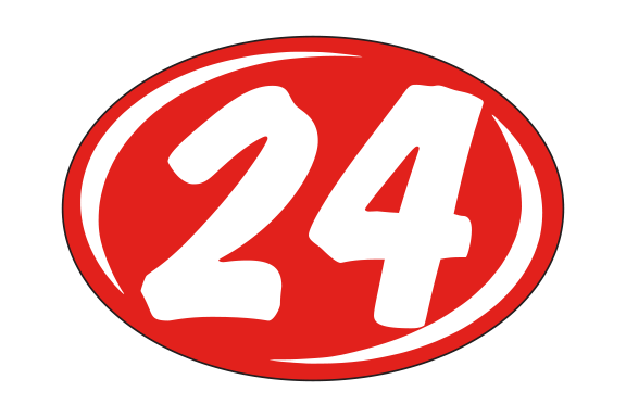 Oval Year Model Stickers (2 Digit) - Red/White