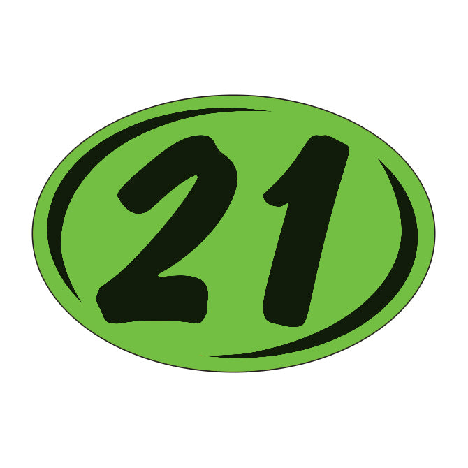 Oval Year Model Stickers (2 Digit) - Green/Black