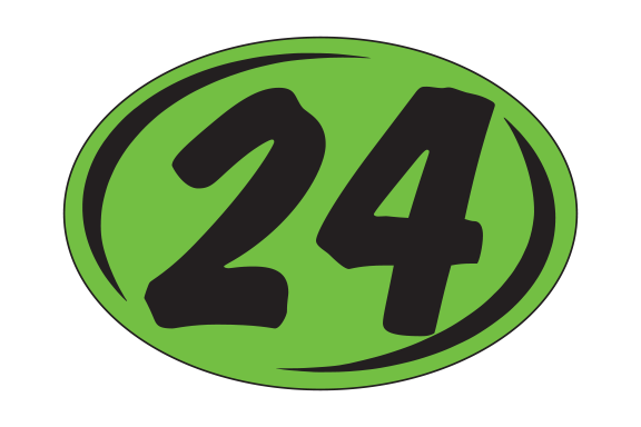 Oval Year Model Stickers (2 Digit) - Green/Black