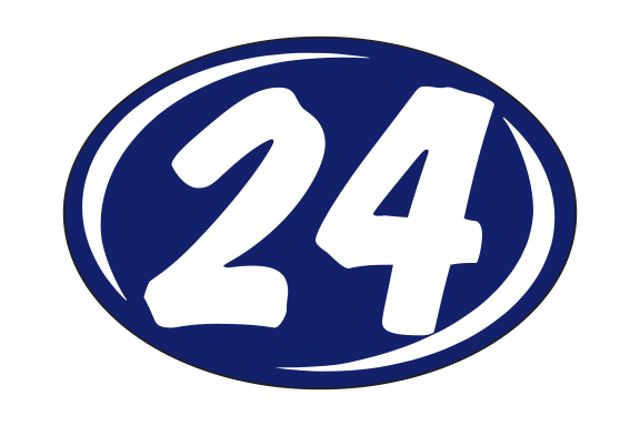 Oval Year Model Stickers (2 Digit) - Blue/White