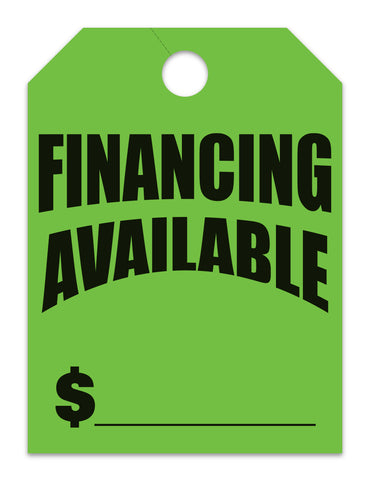 Mirror Hang Tags (Jumbo) - "Financing Available"