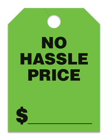 Mirror Hang Tags (Jumbo) - "No Hassle Price"