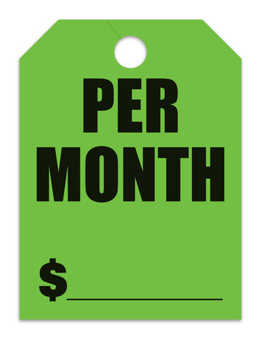 Mirror Hang Tags (Jumbo) - "Per Month"