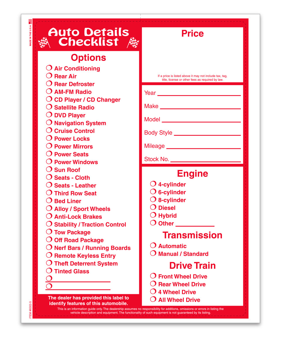 8.5" x 11" Laser Window Sticker, Red Text, Perm. Adh., 1 Part - Qty 250