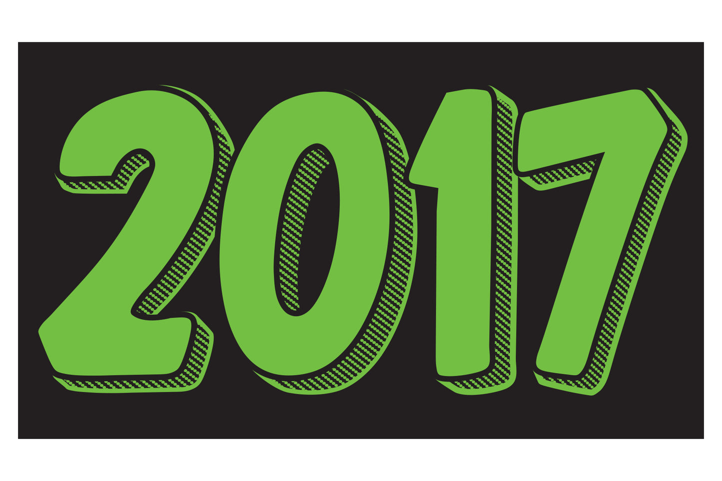 Rectangle Year Window Sticker - GREEN on BLACK - Qty. 12