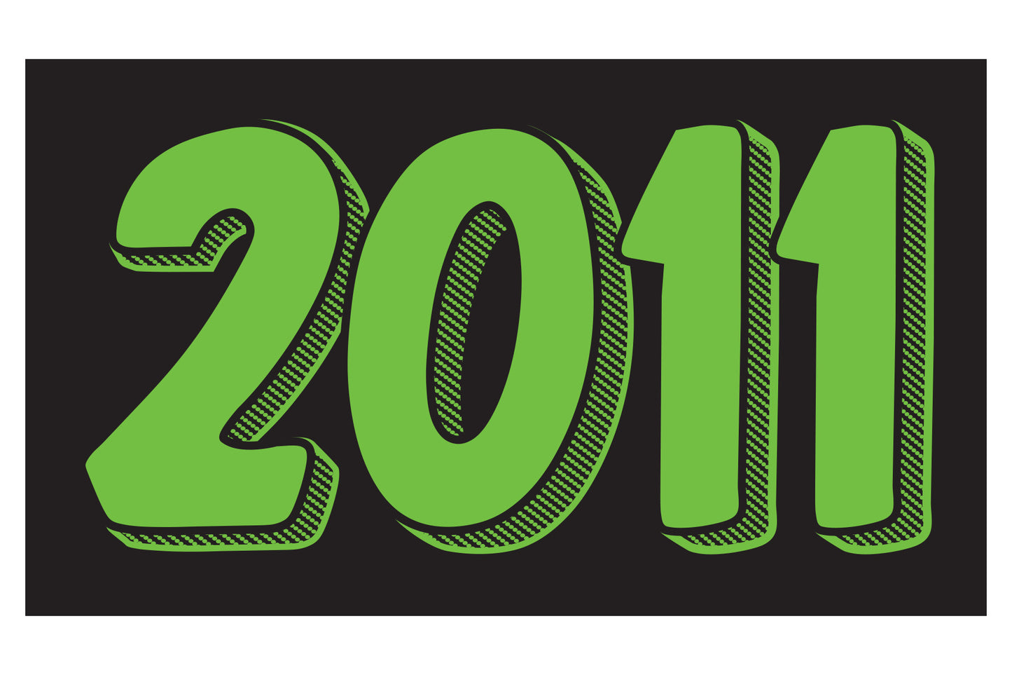 Rectangle Year Window Sticker - GREEN on BLACK - Qty. 12