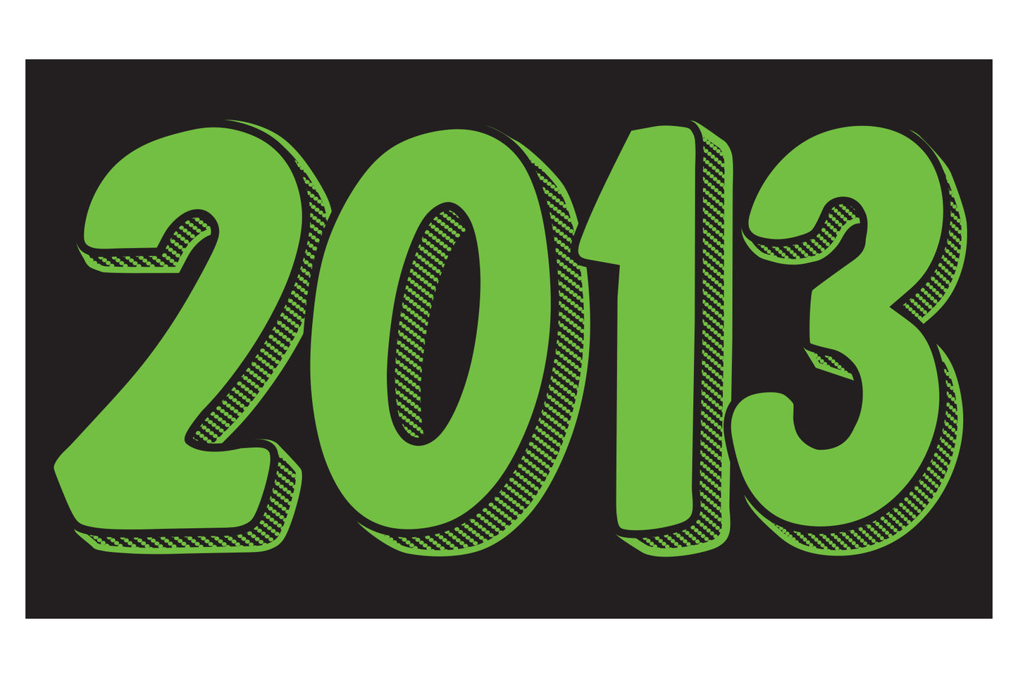 Rectangle Year Window Sticker - GREEN on BLACK - Qty. 12