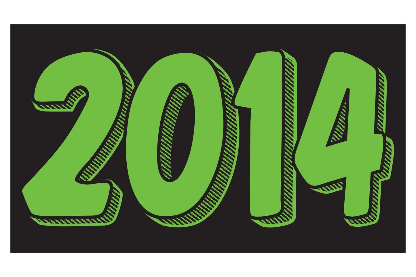 Rectangle Year Window Sticker - GREEN on BLACK - Qty. 12