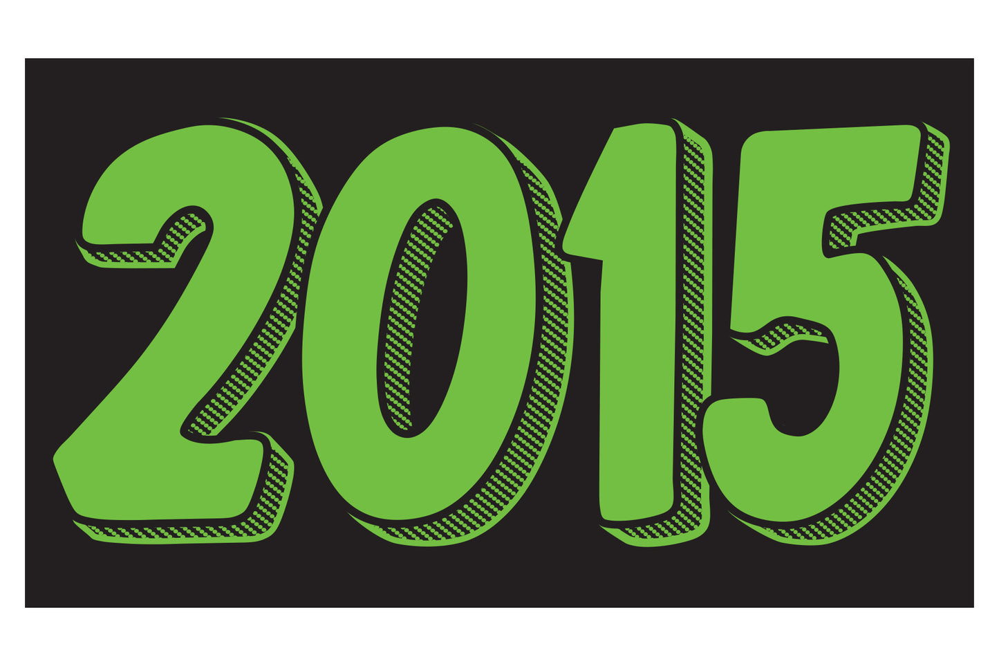 Rectangle Year Window Sticker - GREEN on BLACK - Qty. 12