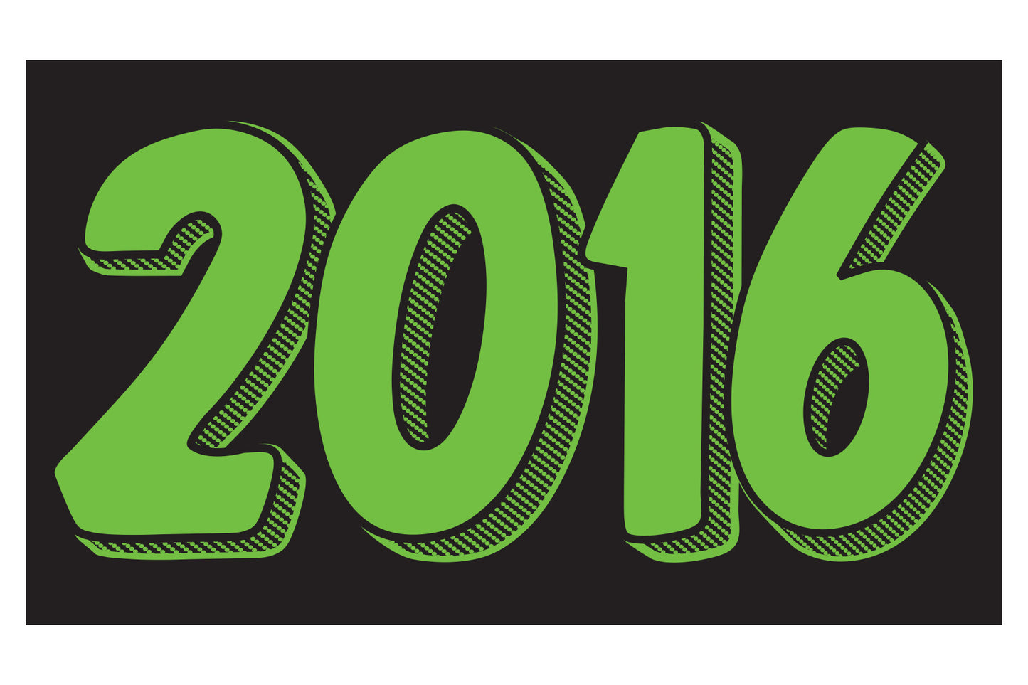 Rectangle Year Window Sticker - GREEN on BLACK - Qty. 12