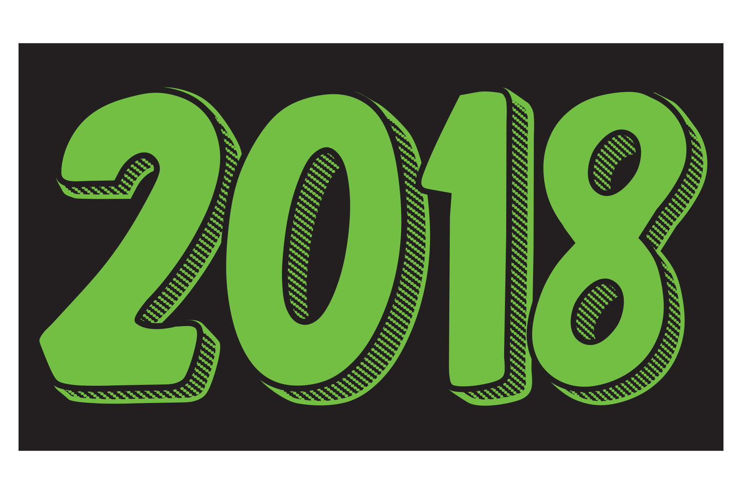 Rectangle Year Window Sticker - GREEN on BLACK - Qty. 12