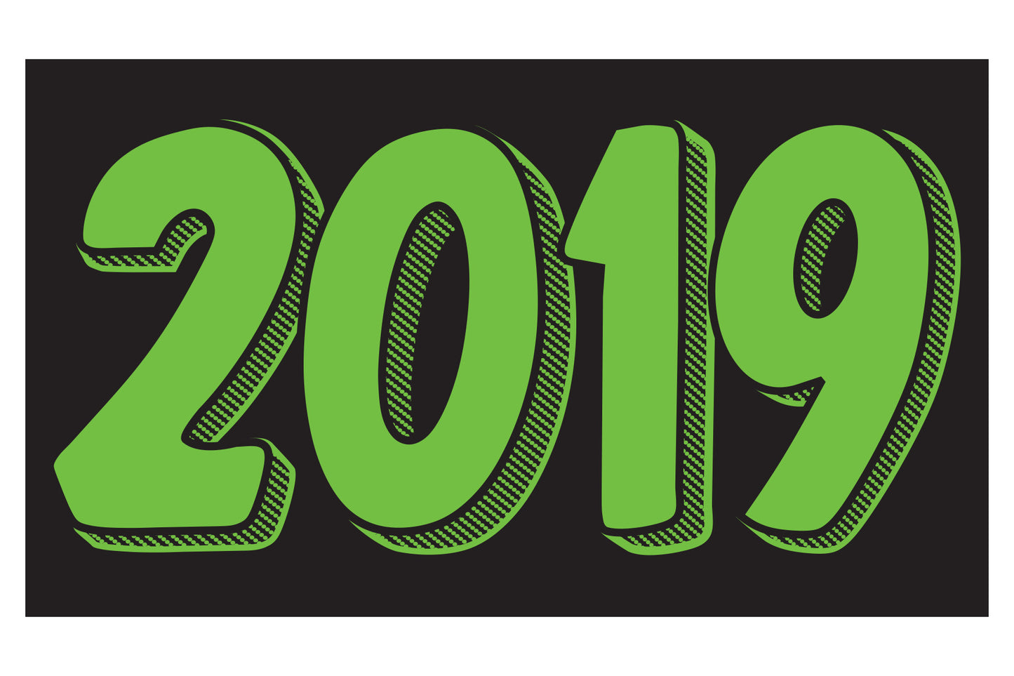 Rectangle Year Window Sticker - GREEN on BLACK - Qty. 12